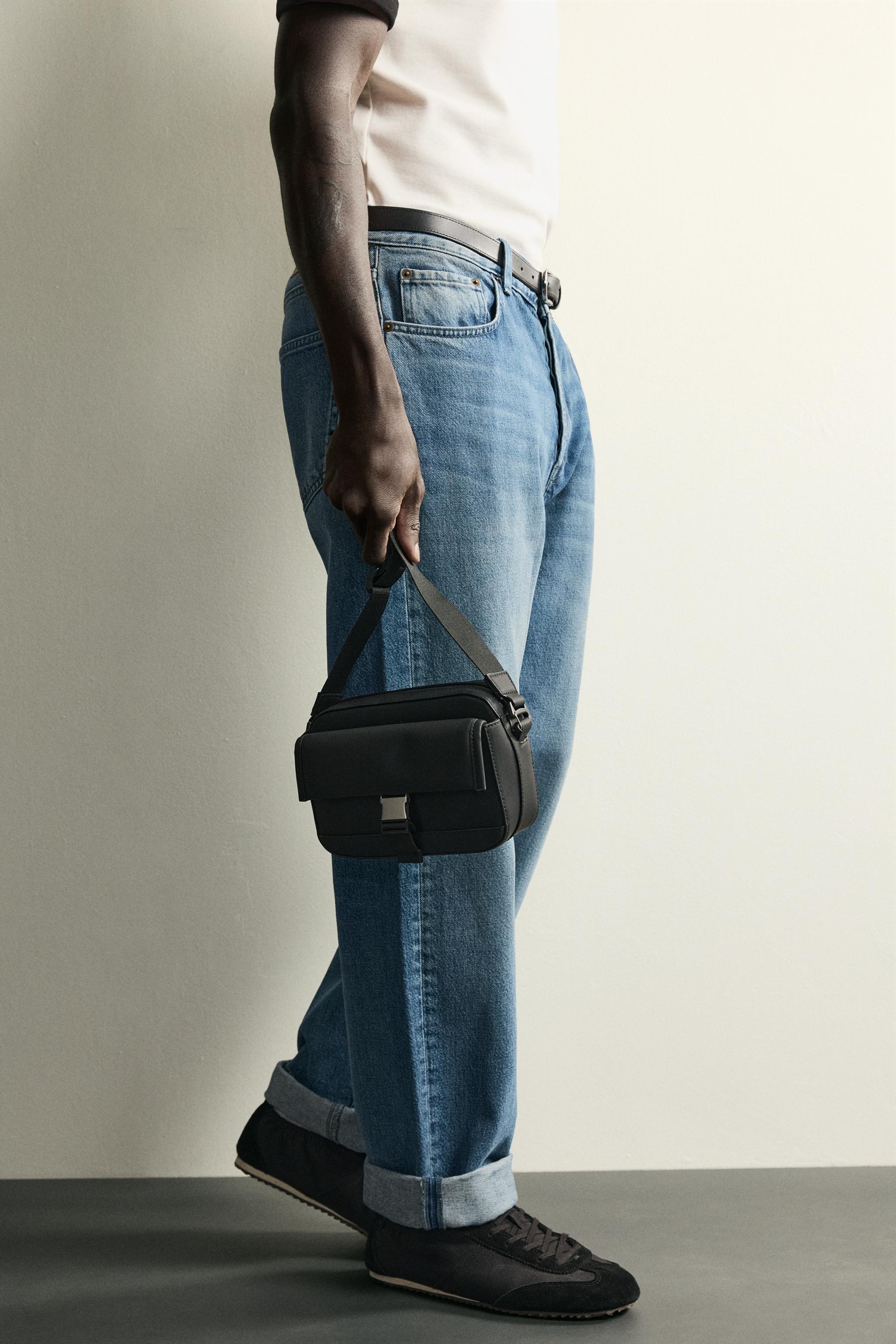 RUBBERIZED CROSSBODY BAG WITH BUCKLE